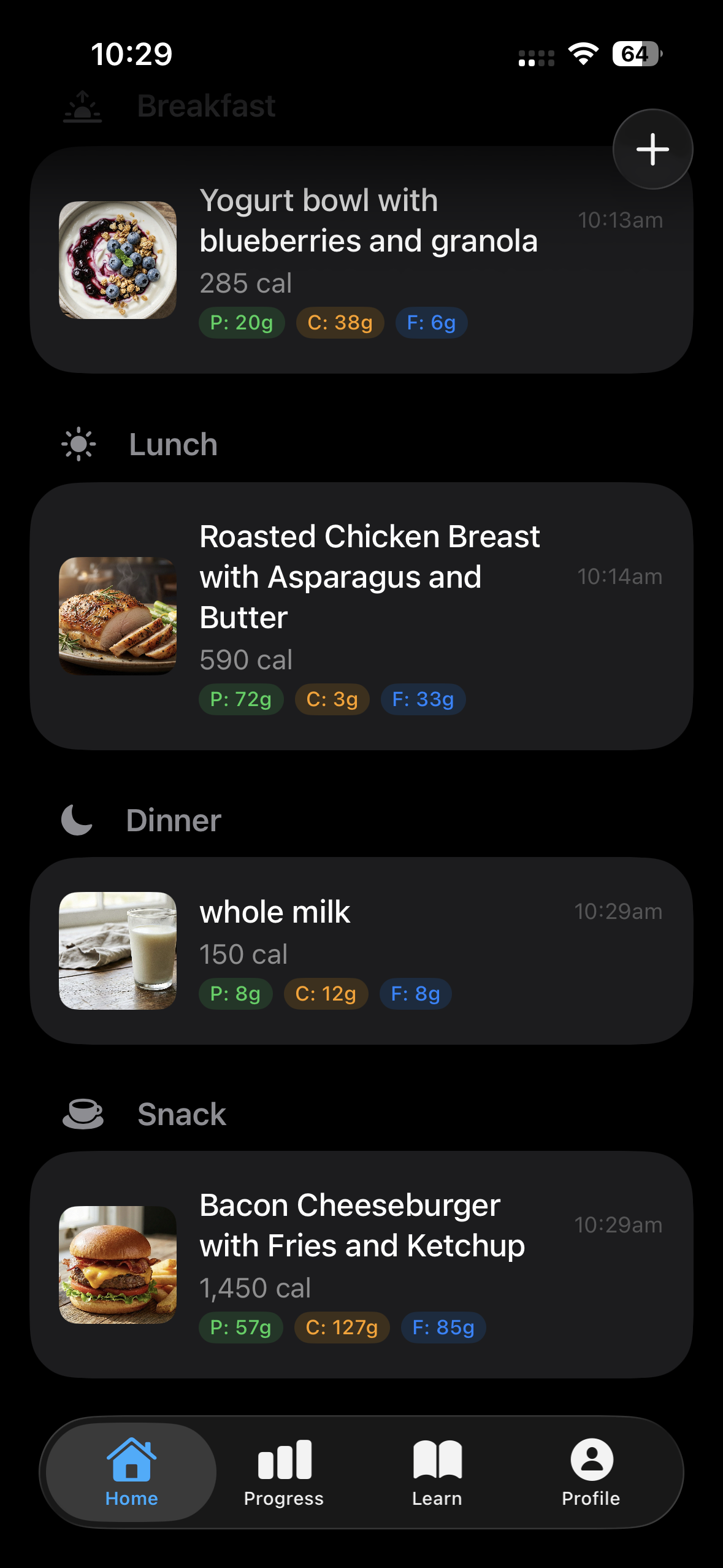 Food List - Dark Mode